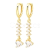 Brass Micro Pave Cubic Zirconia Hoop Dangle Earrings KK-CBA8324-07G-02-4