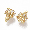 Brass Cubic Zirconia Filigree Bead Cap Bails KK-T050-47G-NF-2