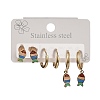 3 Pairs 304 Stainless Steel Enamel Hoop & Stud Earring Sets EJEW-Z166-01G-01-3