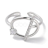 Brass Micro Pave Cubic Zirconia Cuff Rings RJEW-G310-02P-2