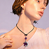 Natural Amethyst Star & 304 Stainless Steel Moon Car Hanging Pendant Decorations HJEW-DR00328-5