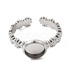 Flower 304 Stainless Steel Cuff Ring Components STAS-P454-05A-P-2