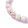 Baking Paint Synthetic Turquoise Round & Cross Beads Stretch Bracelets for Men Women BJEW-JB12339-02-4