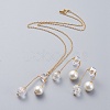 Pendant Necklaces and Ear Studs Jewelry Sets SJEW-JS01064-03-1