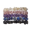 12 Constellation Natural Mixed Gemstone Chip Beaded Stretch Bracelets Sets for Women Men BJEW-JB10264-03-1