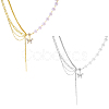 2Pcs 2 Colors Alloy Crystal Rhinestone Butterfly Pendant Necklaces NJEW-HY0001-30-1