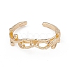 Branch Leaf Rack Plating Brass with Clear Cubic Zirconia Open Cuff Ring Settings KK-G455-12G-2