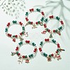 Acrylic Pearl Beaded Stretch Bracelet with Alloy Enamel Charms BJEW-JB08292-1