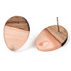Resin & Walnut Wood Stud Earring Findings MAK-N032-006A-H02-3
