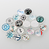 Helm &  Anchor Printed Glass Cabochons GGLA-A002-16mm-WW-2