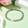 Natural Lepidolite/Purple Mica Stone Rondelle & Pearl Beaded Stretch Bracelets BJEW-JB09918-04-2