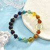Dyed Natural & Synthetic Mixed Gemstone & Brass Virgin Mary Beaded Stretch Bracelet BJEW-JB09321-5