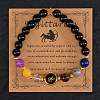 12 Zodiac Sign Natural Black Obsidian Round Beads Stretch Bracelets for Men Women WG228FC-08-1