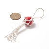 Natural Wood Bead Tassel Pendant Decoraiton HJEW-JM00953-2