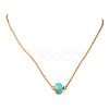Rondelle Synthetic Turquoise European Bead Cowhide Leather Cord Choker Necklaces NJEW-JN04984-1