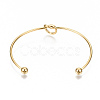 304 Stainless Steel Love Knot Cuff Bangle Making MAK-S073-001G-3