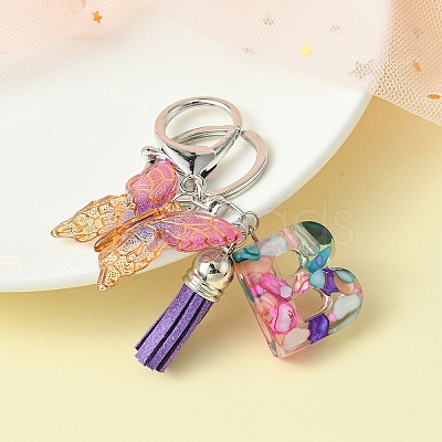 Resin Letter & Acrylic Butterfly Charms Keychain KEYC-YW00001-02-1