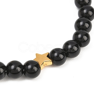 12 Zodiac Sign Natural Black Obsidian Round Beads Stretch Bracelets for Men Women WG228FC-07-1