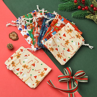 12Pcs 6 Styles Christmas Theme Cloth Printed Storage Bags ABAG-FS0001-09-1
