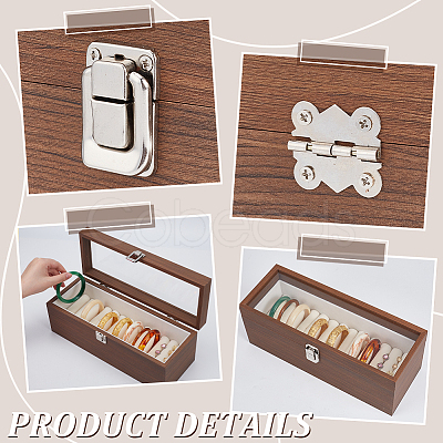 Black Walnut Wood Bracelet Organizer Display Cases with Velvet Inside and Visible Window Lid BDIS-WH0011-05-1