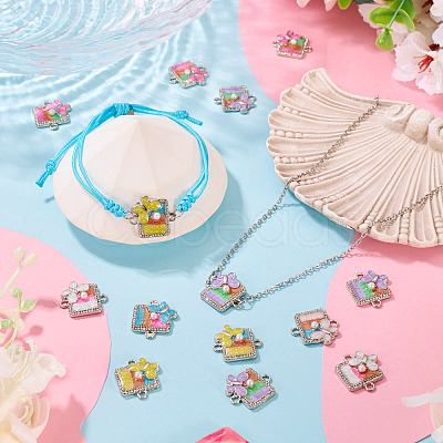 24Pcs 6 Colors Alloy Enamel Connector Charms FIND-TA0009-52-1