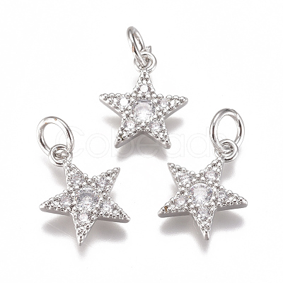 Brass Micro Pave Cubic Zirconia Charms ZIRC-F111-11-1