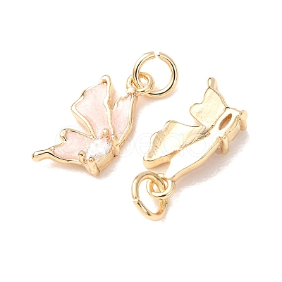 Brass Micro Pave Clear Cubic Zirconia with Enamel Charms CU-K002-50G-A-1