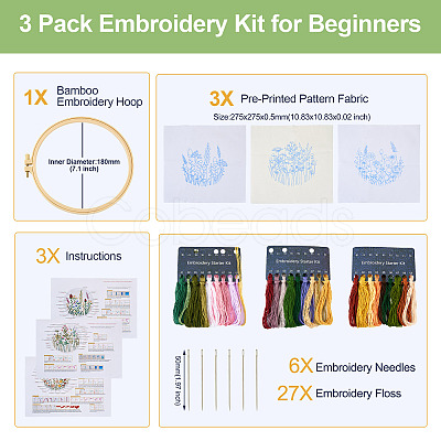 DIY Flower Pattern Embroidery Beginner Kits DIY-TAC0020-38-1