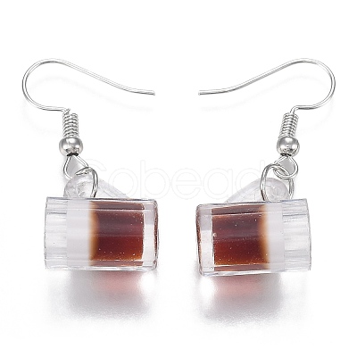 Resin Draft Beer Dangle Earring EJEW-N0030-01A-P-1