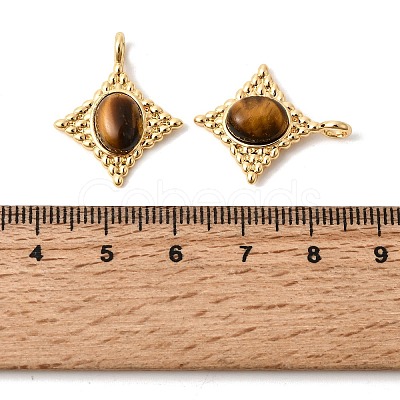 Natural Tiger Eye Pendants KK-Z149-14G-02-1