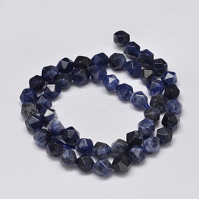 Faceted Natural Sodalite Beads Strands G-K066-02-8mm-1