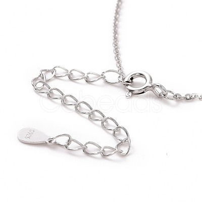 Anti-Tarnish Rhodium Plated 925 Sterling Silver Cable Chains Necklace for Women STER-I021-09P-1