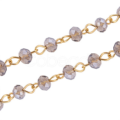 Handmade Rondelle Glass Beads Chains for Necklaces Bracelets Making X-AJEW-JB00037-05-1