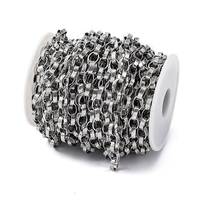 304 Stainless Steel Textured Rolo Chains STAS-P386-09P-1