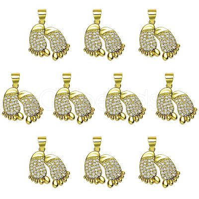 10Pcs Brass Pave Cubic Zirconia Pendants KK-SZ0002-66-1
