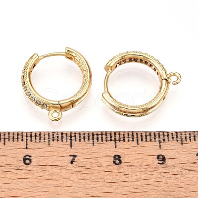 Brass Micro Pave Cubic Zirconia Hoop Earring Finding KK-N261-47G-1