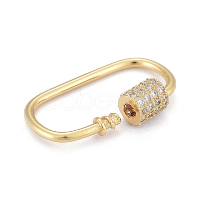 Brass Micro Pave Clear Cubic Zirconia Screw Carabiner Lock Charms ZIRC-E164-11G-1