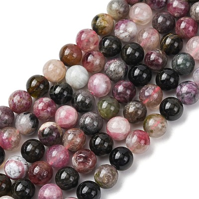Natural Multicolor Tourmaline Round Bead Strands G-I162-01-8mm-1