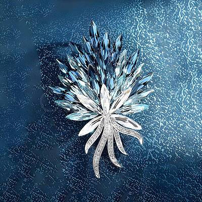 Flower Alloy Rhinestone Brooches for Backpack Clothes PW-WGB7B94-01-1