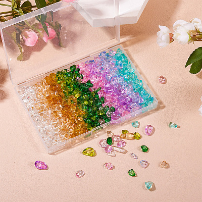 135G 9 Colors Spray Painted Transparent Glass Beads GLAA-TA0002-71-1