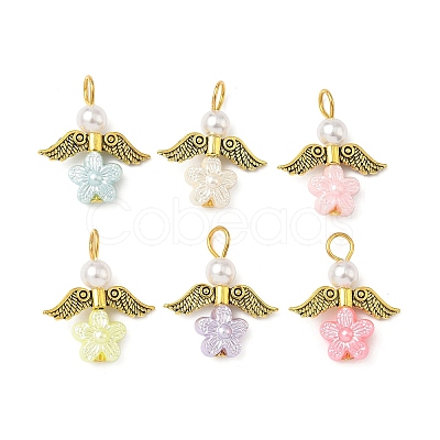 Opaque Acrylic & Tibetan Alloy Style Pendants PALLOY-JF04400-1
