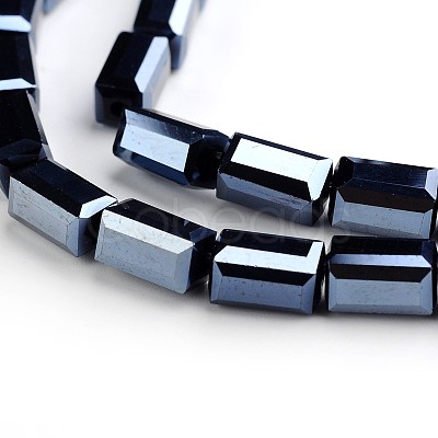 Full Plated Faceted Cuboid Electroplate Glass Beads Strands EGLA-F109-B02-1