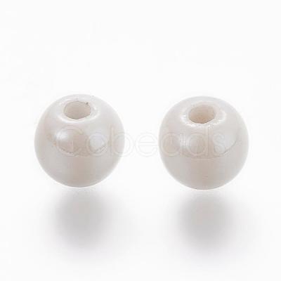 Glazed Porcelain Round Beads PORC-S489-6mm-01-1