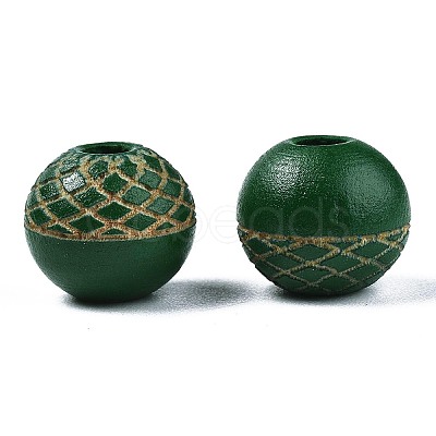 Painted Natural Wood Beads WOOD-S057-072J-1