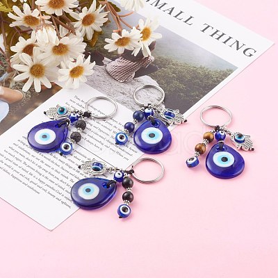 Teardrop Evil Eye Lampwork Keychain KEYC-JKC00244-1