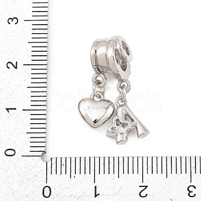 Alphabet Brass Micro Pave Clear Cubic Zirconia Pendants KK-Z151-20P-1