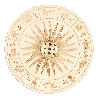 Wooden Sun Pattern Incense Holder for Sticks WICR-PW0009-05A-02-1