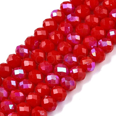 Electroplate Opaque Solid Color Glass Beads Strands EGLA-A044-P4mm-L15-1