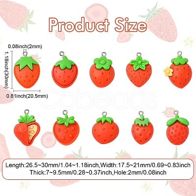 60Pcs 10 Styles Opaque Resin Pendants RESI-CJ0004-41-1
