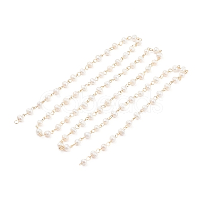 Handmade Natural Freshwater Pearl Beaded Chains AJEW-JB01088-01-1